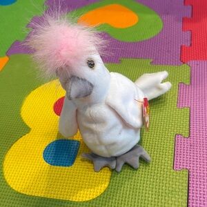 White and Pink Stuffed Cockatoo Toy